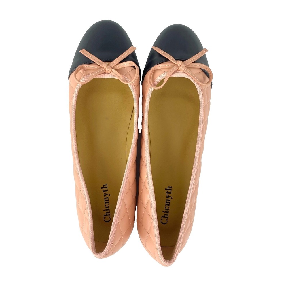 NEW Chicmyth Ballet Flats Womens 9 Shoes 41 Slip on Retro Loafers Pink & Black - Picture 8 of 9